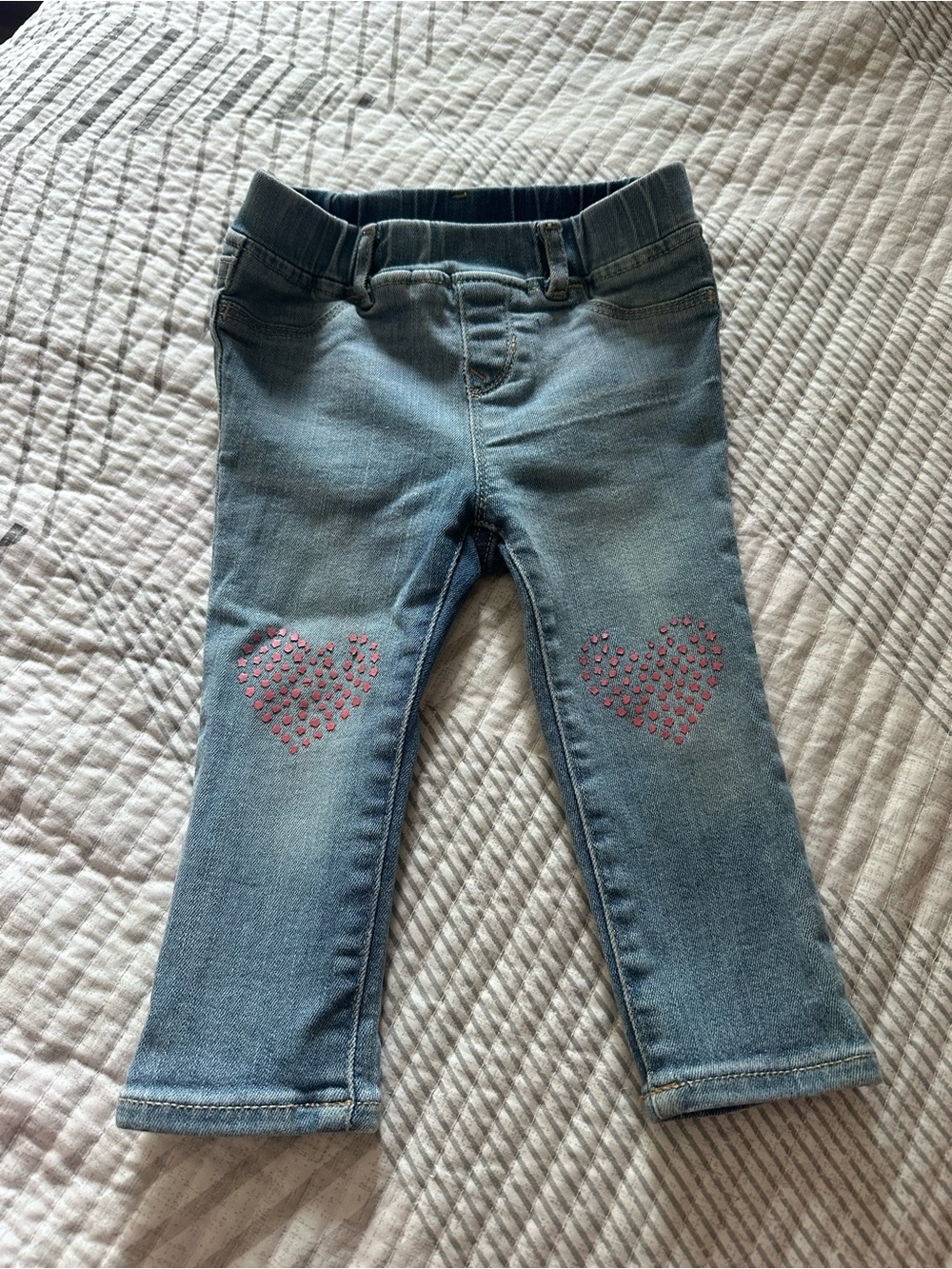 GAP Light Blue Denim Jeans with Pink Heart Studs